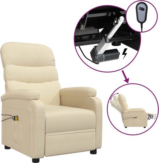 vidaXL Massagestoel elektrisch stof crèmekleurig
