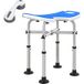 Tabouret de douche réglable 39-51,5 cm bleu foncé, siège avec barre d'appui à ventouse