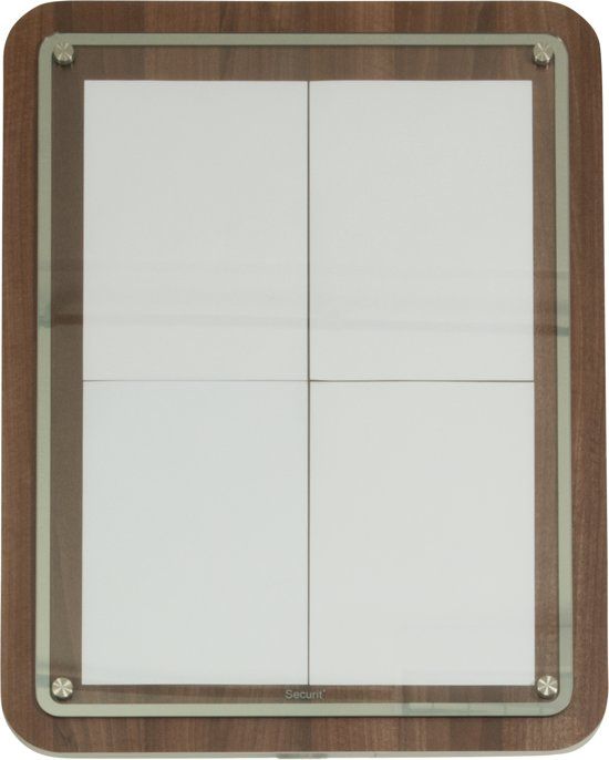 Securit Menukast met Glazen Plaat - Houten Walnut stijl - 4xA4