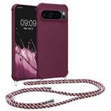 kwmobile telefoonhoesje geschikt voor Google Pixel 9 / Pixel 9 Pro - Hoesje van siliconen met telefoonkoord - In bordeaux-violet