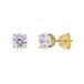 Lucardi Dames Zilveren goldplated oorknoppen met zirkonia 4mm