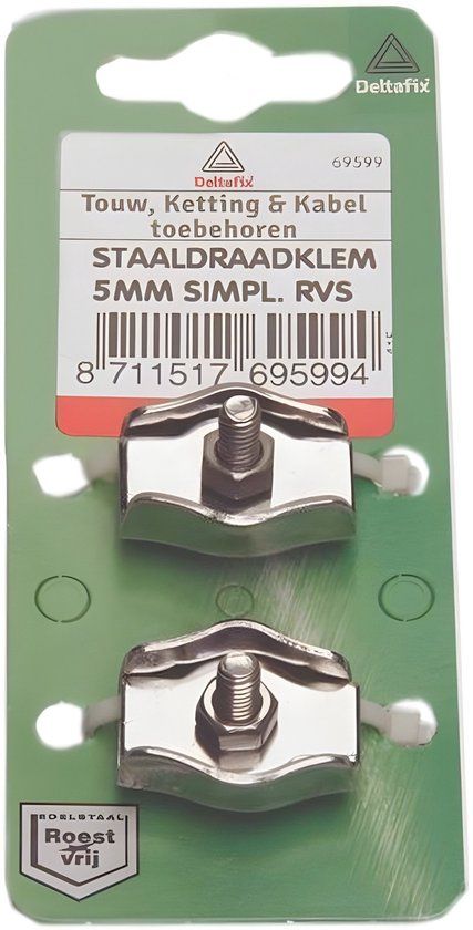 Deltafix Staaldraadklem 4mm SIMPL R.V.S