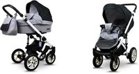 BabyLux® Kinderwagen 2in1 – SKY LARK - Silver Flex Black WHITE FRAME