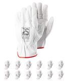 RS Premium handschoenen voor bestuurdershandschoen, montagehandschoenen van leer, maat 10, 12 paar, wit