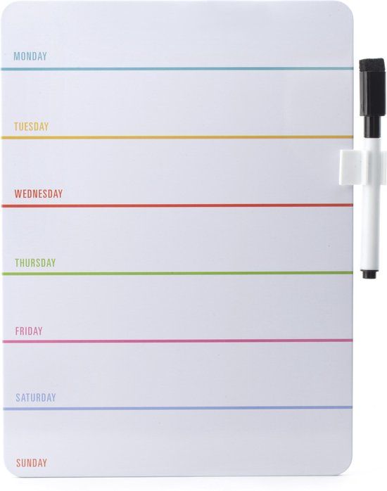 Kikkerland White Board – Weekplanner – Herbruikbaar – Kantooraccessoires
