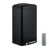 Relaxdays Pedaalemmer 30 liter - RVS - Zwart - Fingerprintproof - Met binnenemmer