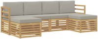 vidaXL - Bank loungeset - 6 zitplaatsen - Wit en lichtgrijs - Polyester