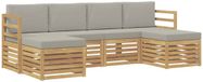 vidaXL - Bank loungeset - 6 zitplaatsen - Wit en lichtgrijs - Polyester
