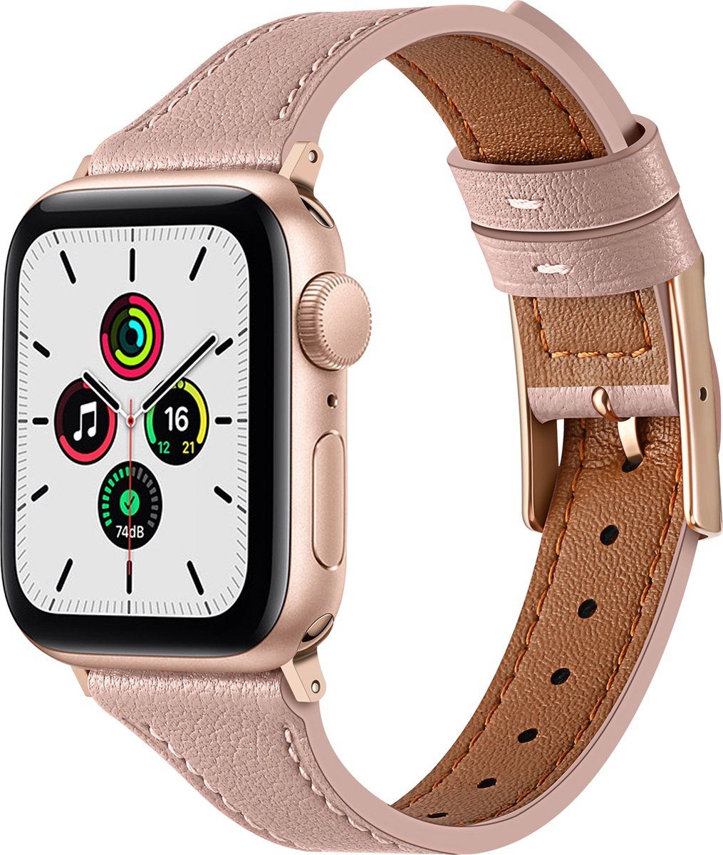Qubix Apple Watch Band - Light Pink Leather - Compatible with 42/44/45/Ultra/49mm