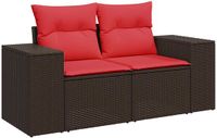 vidaXL Tuinbank met kussens 2-zits poly rotan bruin