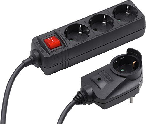 Meister Stekkerdoos 6 plus 1 - 2 m - Zwart