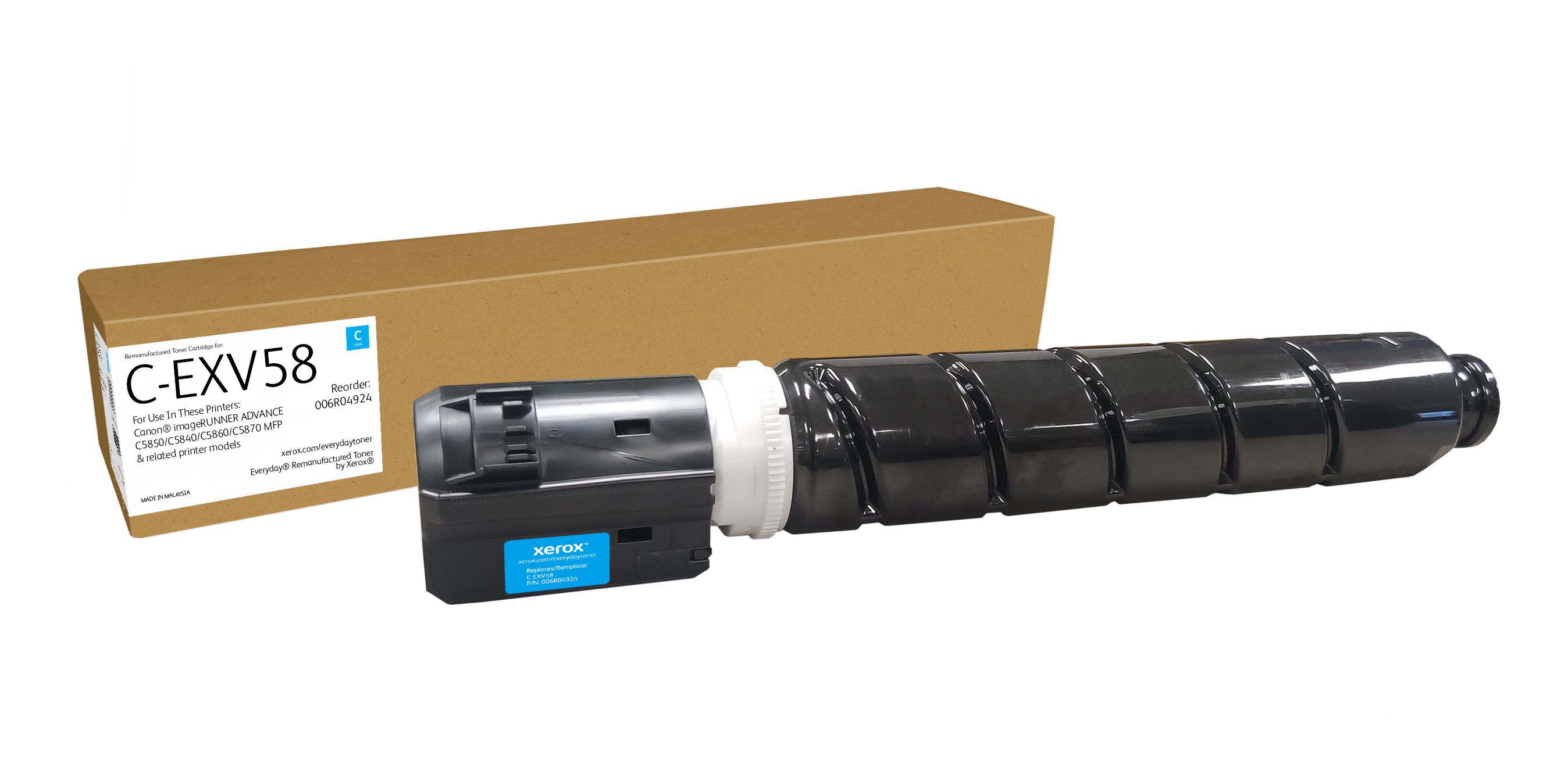 Xerox Everyday™ Cyaan Remanufactured Toner cartridge, compatibel met Canon C-EXV58 (3764C002AA), Standaard capaciteit, 60000 pagina's