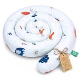 XXL coussin de lit traversin d'allaitement traversin de lit tour de lit coussin décoratif tour de lit serpent XL fait main Bleu marine avec arc-en-ciel 200 cm Certifié Oeko-Tex