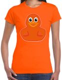 Bellatio Decorations Verkleed T-shirt dames - oranje - eend - Carnaval/themafeesten XL