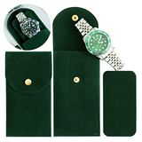Besforu 4 STKS Horloge Travel Case voor Mannen en Vrouwen Draagbare Fluwelen Horloge Pouch Horloge Opbergtas en Organizer (4-Groen)