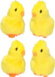 Krüger & Gregoriades Krueger & Gregoriades Im- & Export Gmbh Paas kuikentje piepend - 4x - geel - pluche - 7 cm - Pasen decoratie/speelgoed