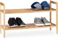 Merkloos Relaxdays Schoenenrek, stapelbaar, 2 niveaus, hout, lichtbruin, voor 6 paar schoenen