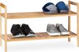 Merkloos Relaxdays Schoenenrek, stapelbaar, 2 niveaus, hout, lichtbruin, voor 6 paar schoenen
