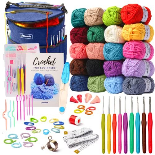 Haakset voor beginners - Amigurumi- en haakset projecten - Haak kit inclusief 20 kleuren garen, haaknaalden, boek, tas