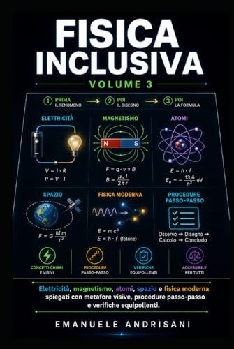 FISICA INCLUSIVA – VOLUME 3: Elettricità, magnetismo, atomi, spazio e fisica moderna spiegati con metafore visive, procedure passo-passo e verifiche equipollenti