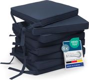 Beautissu Set van 8 Stoelkussens met Linten Loft SK – Zitkussen 45x40x5 cm - Zitkussens voor Stoelen Non-Slip met Afneembare Kussenhoes - Kussen Blauw