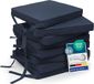 Beautissu Set van 8 Stoelkussens met Linten Loft SK – Zitkussen 45x40x5 cm - Zitkussens voor Stoelen Non-Slip met Afneembare Kussenhoes - Kussen Blauw