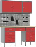vidaXL Werkkast met 6 lades, rood, staal