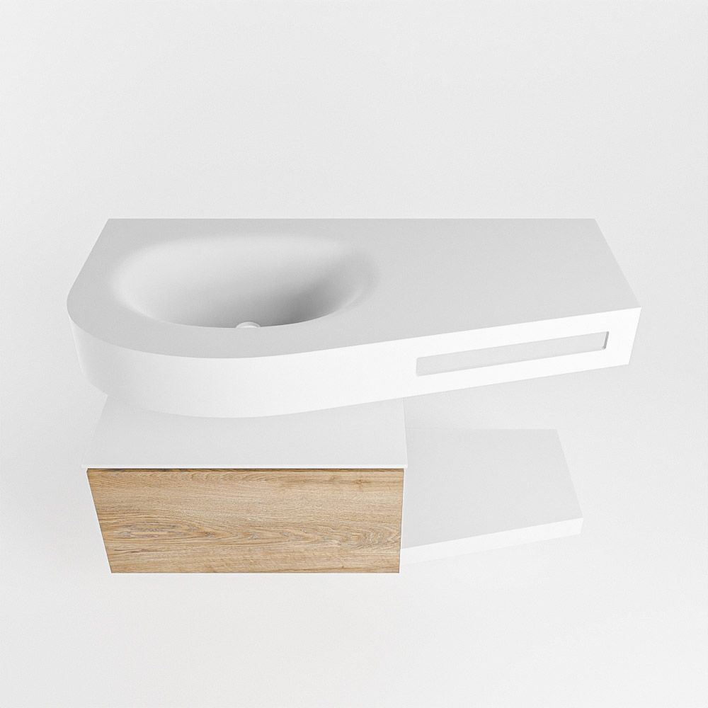 Mondiaz Riva Dulcet badkamermeubel links 100cm Talc Washed Oak