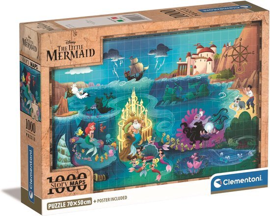 Clementoni The Little Mermaid-1000 puzzel voor volwassenen, gemaakt in Italië, meerkleurig, 39783