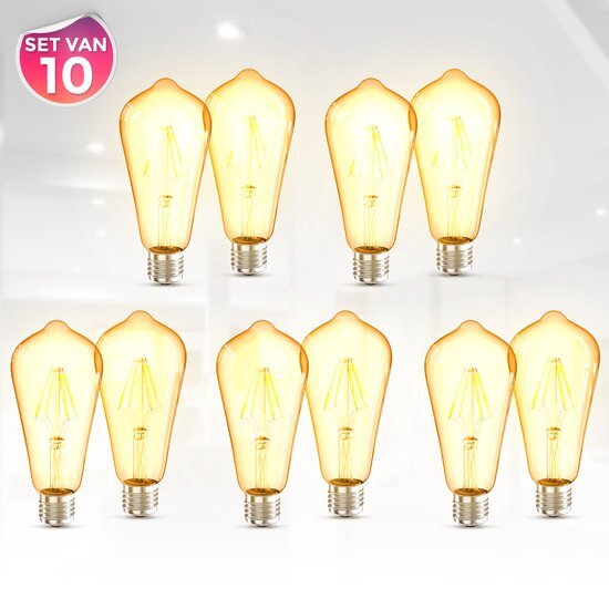 B.K.Licht - Set van 10 LED Lichtbronnen - filament lamp - retro - 2.700 K - 4W - Amber