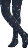 FALKE Little Flowers dun gedessineerd katoen panty kinderen blauw - maat 110-116