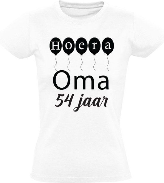 Sol's Hoera oma 54 jaar Dames T-shirt - Wit - 3XL - Katoen