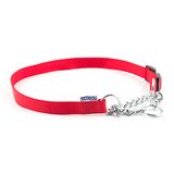 Ancol Heritage nylon en ketting geruite halsband - rood duurzaam trainingsaccessoire voor puppy's en honden - 25-35 cm maat 1-2