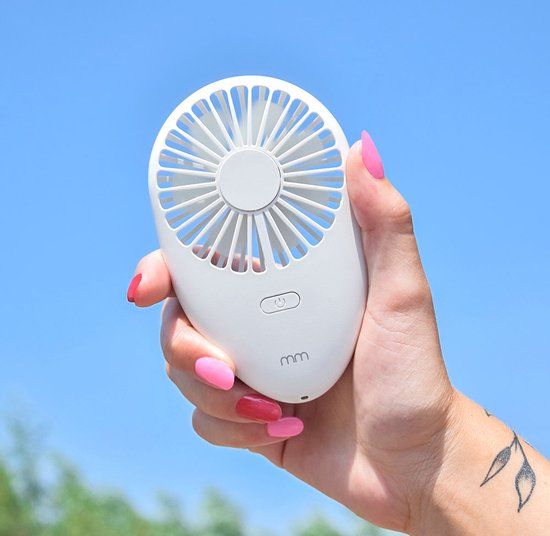 MikaMax Portable Hand Fan - Mini Oplaadbare Ventilator met Nekkoord en kleurrijke LED's