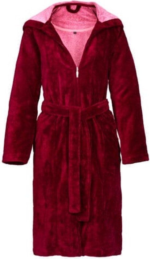 Vossen Palermo Women's Bathrobe with Zipper - Burgundy M