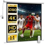 HOMCOM Projection Screen-Kunststoff, Metall-189,5L x 8B x 189,5H cm-Weiß