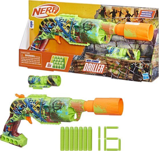 NERF Zombie Driller - Blaster, 16 Nerf Elite-darts