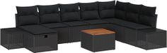 vidaXL Tuinbank Set Zwart Poly-rattan