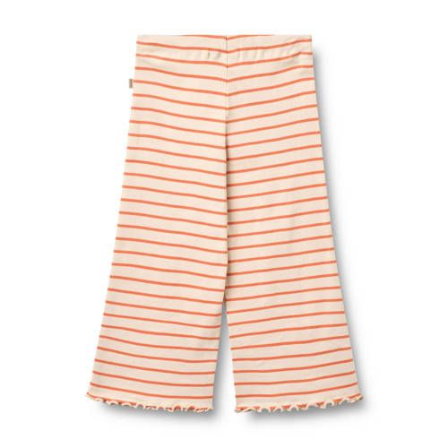 Wheat gestreepte casual wide leg broek oranje/ecru