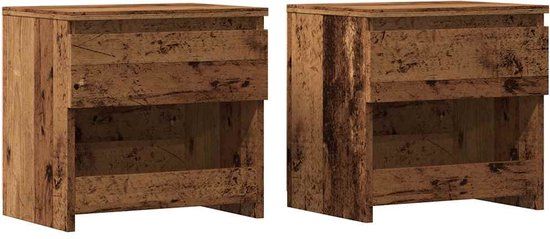 vidaXL Nachtkastjes - 2 stuks - 40x30x39 cm - Bewerkt Hout - Oud Houtkleurig