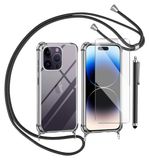 APPLE iPhone 14 Pro beschermhoes set + gehard glas + sleutelhanger + stylus, zwart