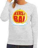 Bellatio Decorations Shoppartners Bv Foute kersttrui kerstbal geel op grijze sweater voor dames - kersttruien XS