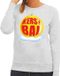 Bellatio Decorations Shoppartners Bv Foute kersttrui kerstbal geel op grijze sweater voor dames - kersttruien XS