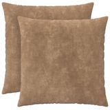 vidaXL Kussensloop - 2 stuks - HEERLEN - Taupe - 80 x 80 cm - Katoensatijn