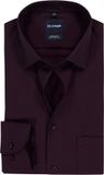 OLYMP Luxor comfort fit overhemd - structuur - bordeaux rood - Strijkvrij - Boordmaat: 42 (EU maat: L)