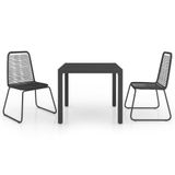 VidaXL 3-delige Tuinset PVC-rattan Zwart