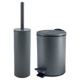 Spirella Badkamer/toilet accessoires set - WC-borstel en pedaalemmer 3L - metaal - donkergrijs