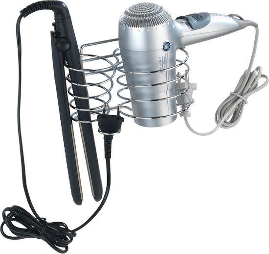 Wenko Haardrogerhouder Classic - Metallic - Modern - Staal - 12 x 21 cm