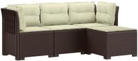 vidaXL 4-Zitter Tuin Sofa met Kussens Rattan Look PP Bruin