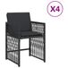 VidaXL Fauteuils de jardin 4 pièces avec coussins poly rotin noir